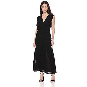 Michael Stars plisse ruffle maxi dress black
